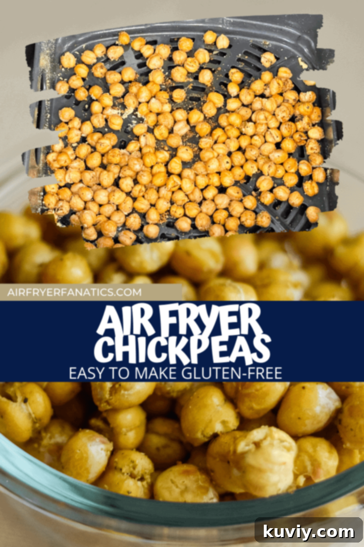 close up of crispy air fryer chickpeas
