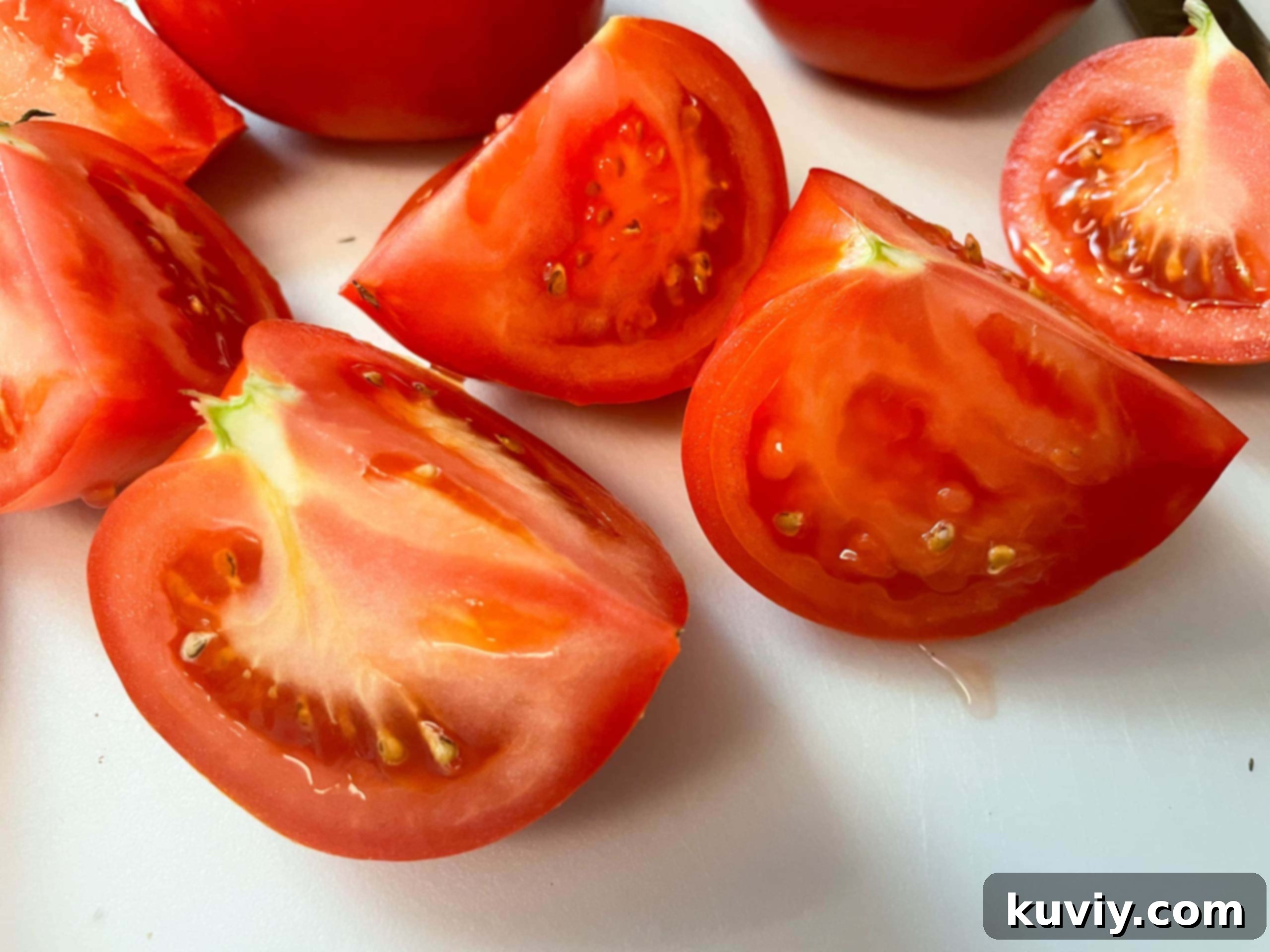 air fryer roasted tomatoes - before cooking