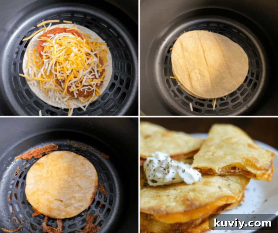 Customizable air fryer quesadillas with various fillings