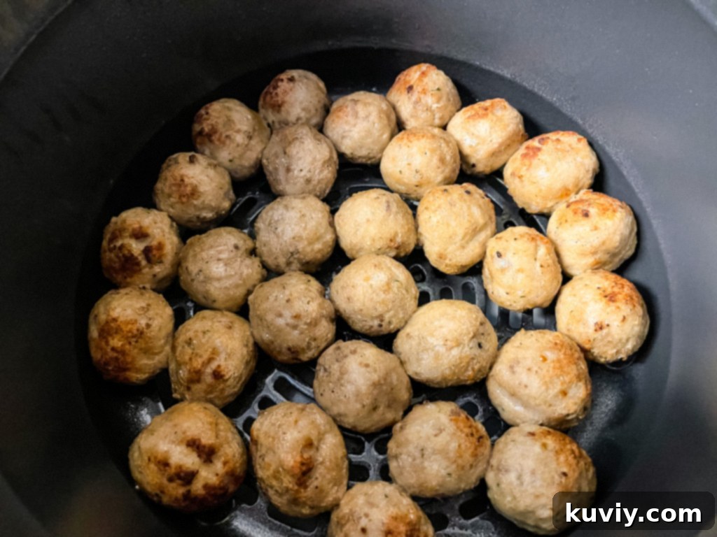 Effortless Air Fryer Frozen Meatballs 4 Air Fryer Frozen Meatballs ready to serve
