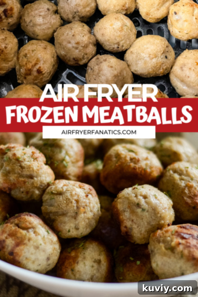 Effortless Air Fryer Frozen Meatballs 8 Close-up of golden brown air fried frozen meatballs