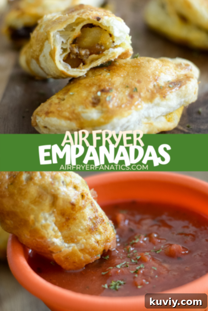 Close-up of a single Air Fryer Empanada with a golden crust