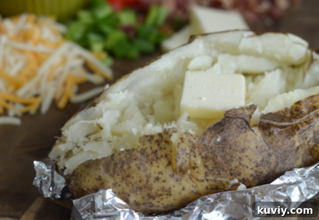 air fryer baked potato in foil