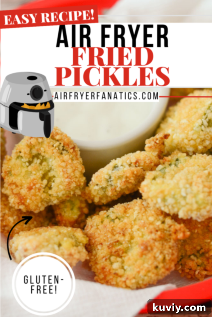 Plate of crispy gluten-free air fryer fried pickles with dipping sauce