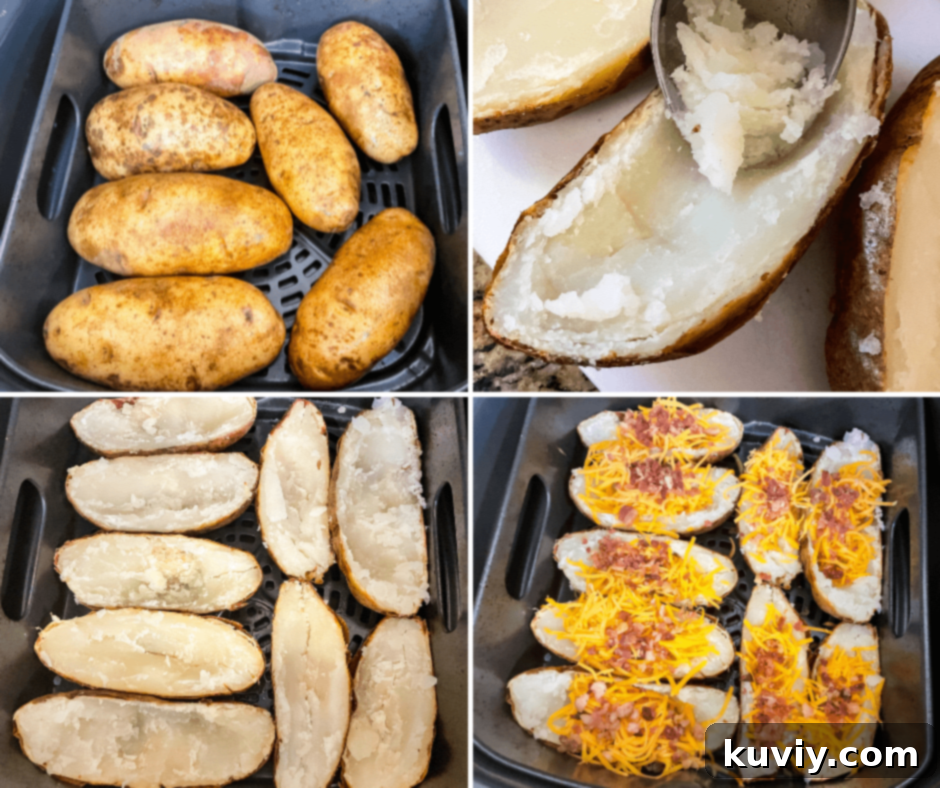 air fryer potato skins preparation