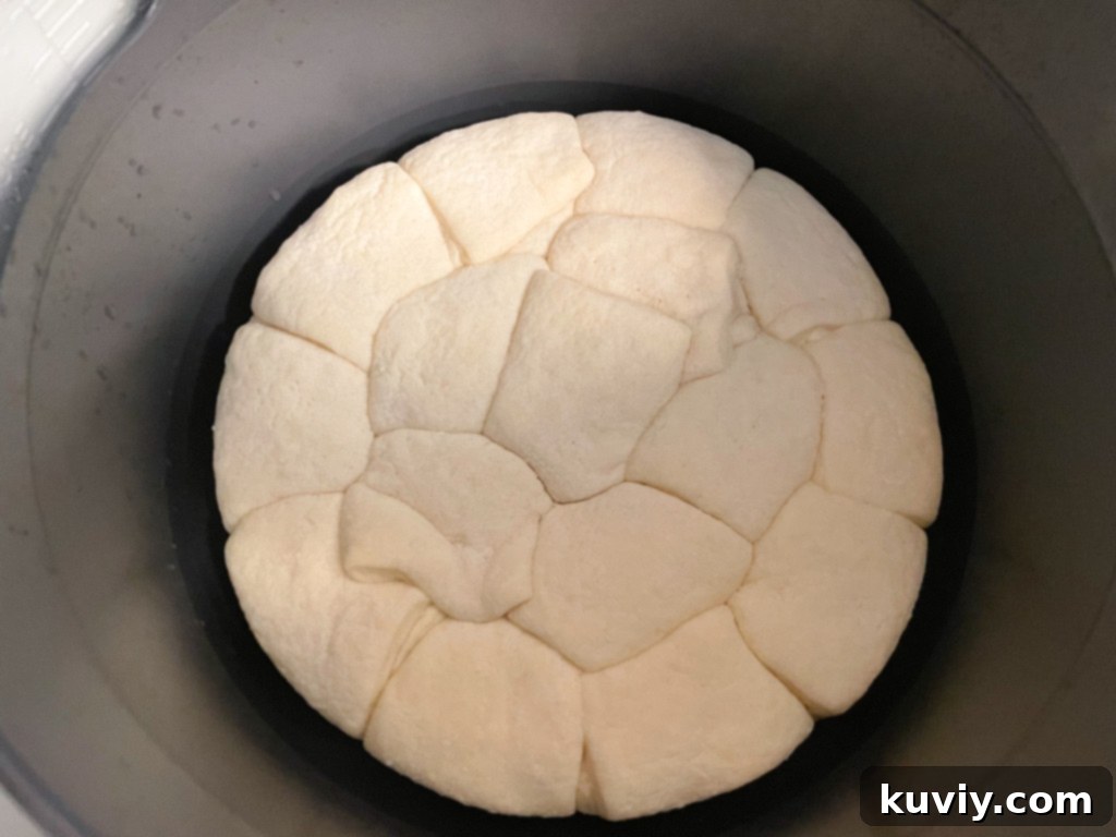 Effortless Air Fryer Dinner Rolls 3 Frozen Parker House style yeast rolls in their original pan.