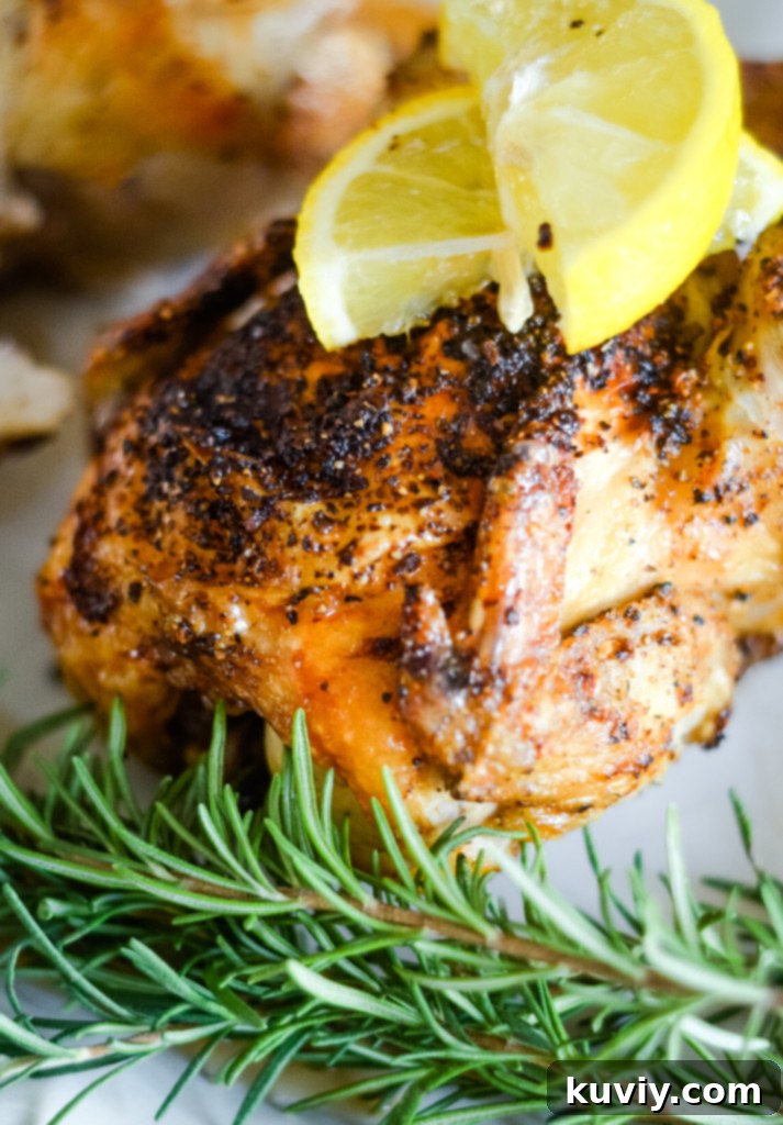 two air fryer cornish hens in air fryer basket