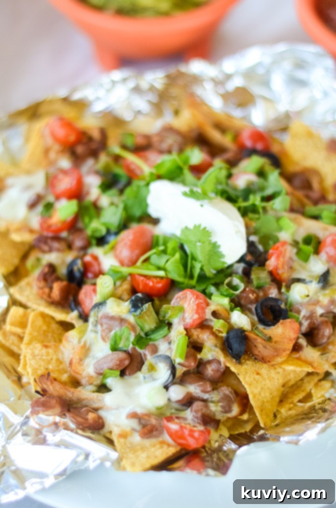 Crispy Air Fryer Nachos 2 Crispy Air Fryer Nachos with melted cheese and fresh toppings