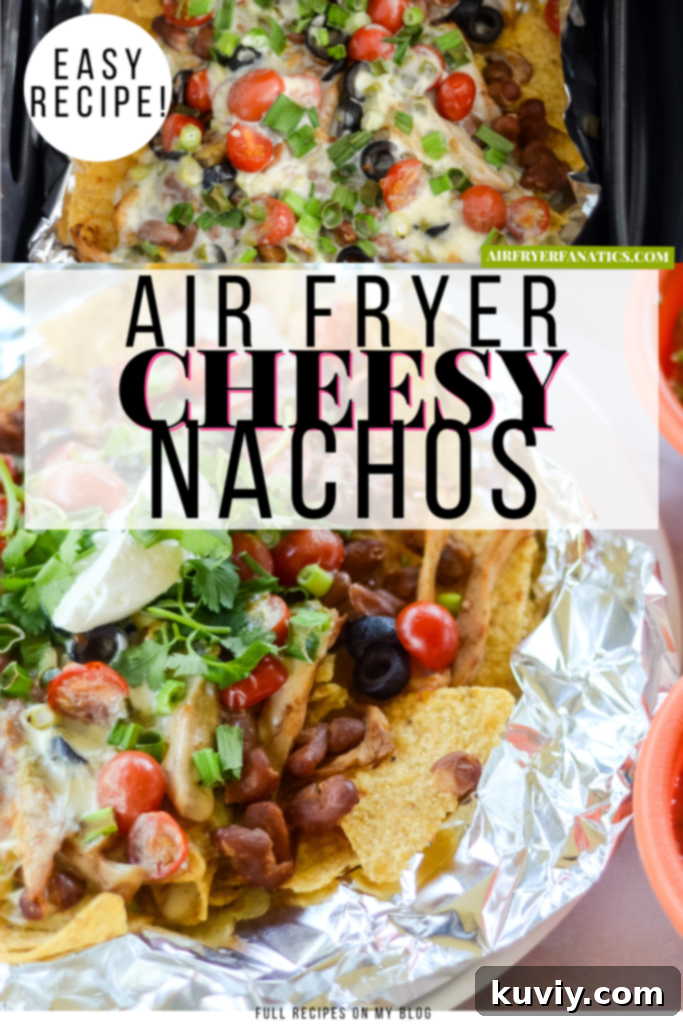 Crispy Air Fryer Nachos 9 Air Fryer Nachos with all the fixings, ready to enjoy