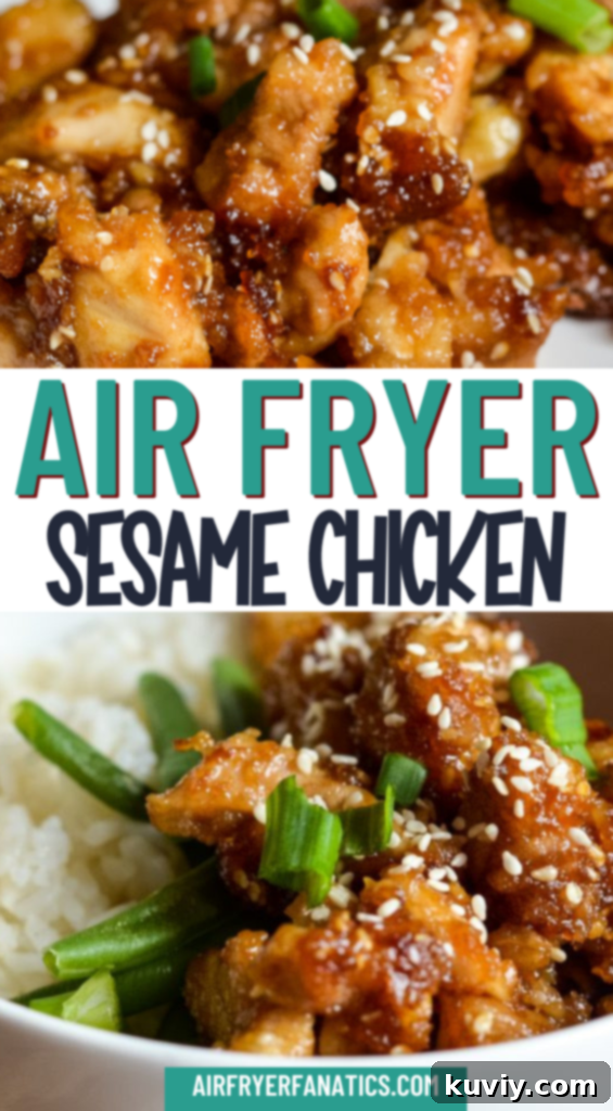 Large image of Air Fryer Sesame Chicken ready to be served