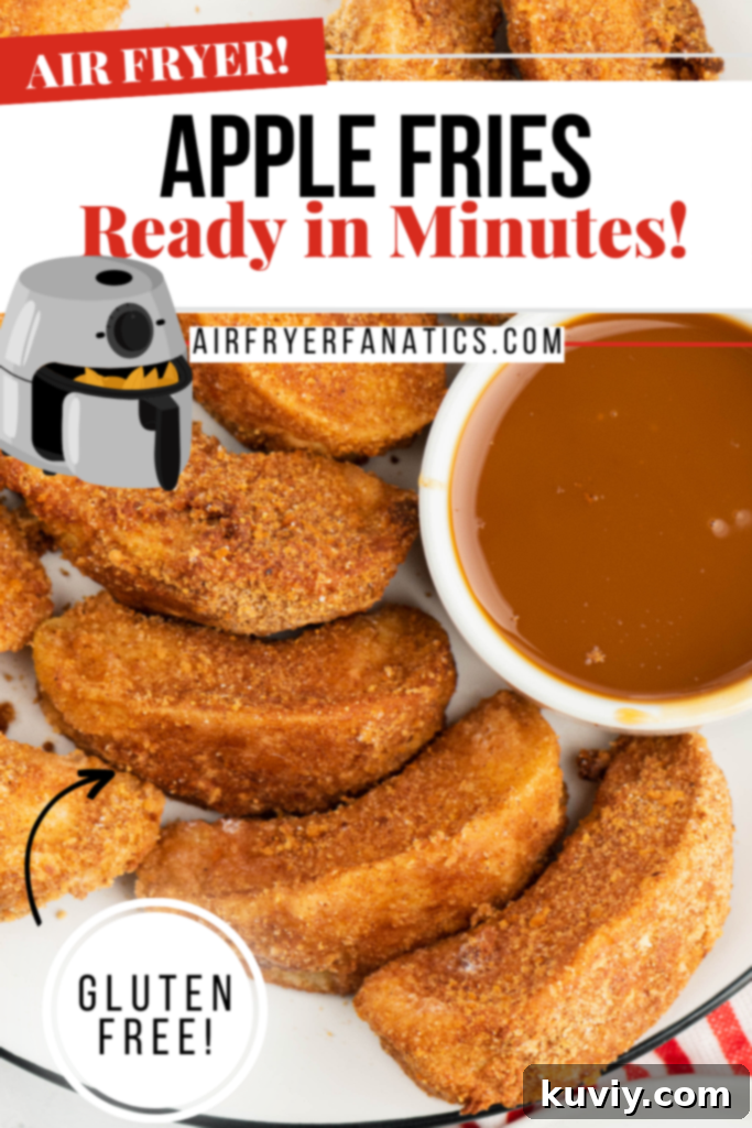finished air fryer apple fries on a serving platter