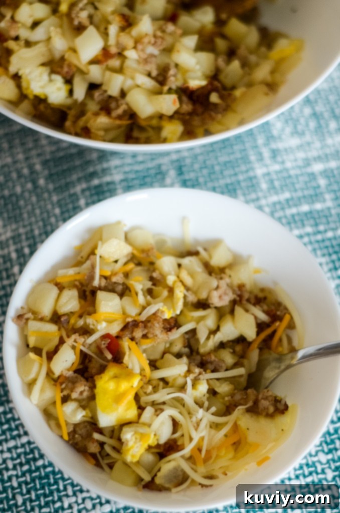 Crispy Air Fryer Breakfast Hash with Sausage and Eggs