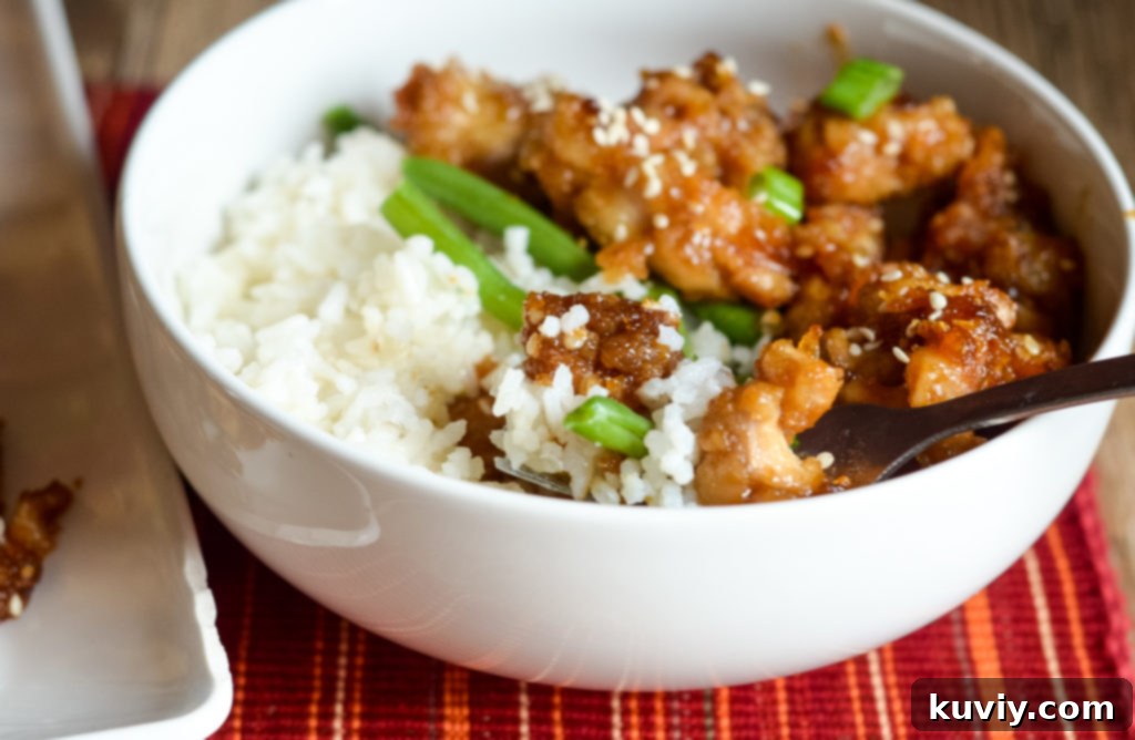 Air fryer sesame chicken with crispy coating