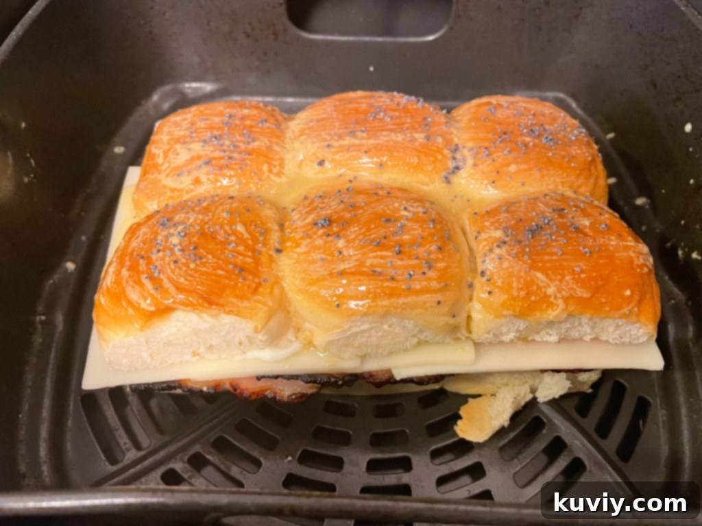 air fryer ham and cheese sliders