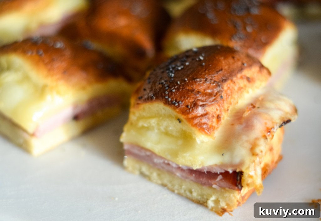 air fryer ham and cheese sliders in a final photo
