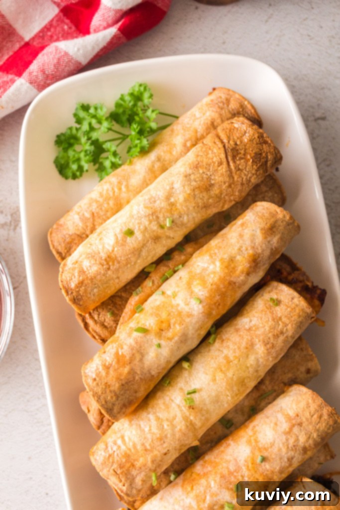 Crispy Air Fryer Beef and Bean Taquitos 2 air fryer taquitos