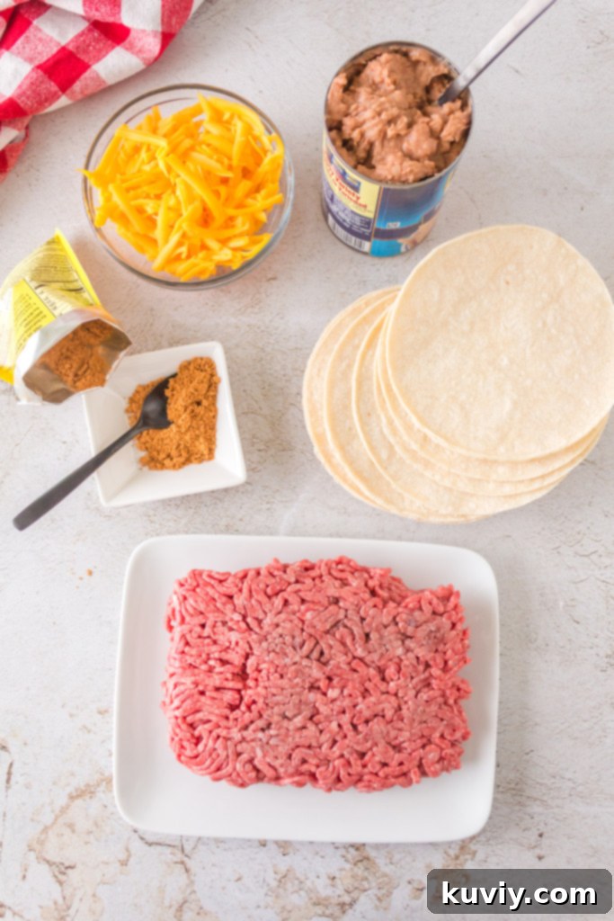 Crispy Air Fryer Beef and Bean Taquitos 3 air fryer taquitos ingredients