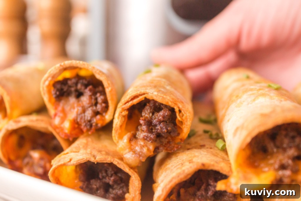 Crispy Air Fryer Beef and Bean Taquitos 6 air fryer taquitos