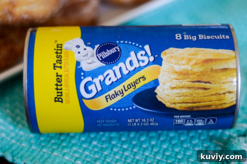 pillsbury grands flaky layers biscuits ready to be transformed into air fryer donuts