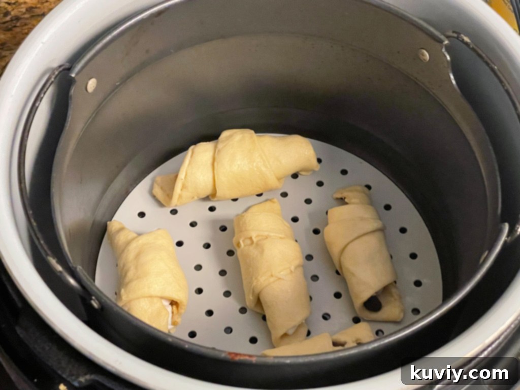 Air Fryer Pillsbury Crescent Rolls Made Easy 5 Air fryer basket with a silicone liner