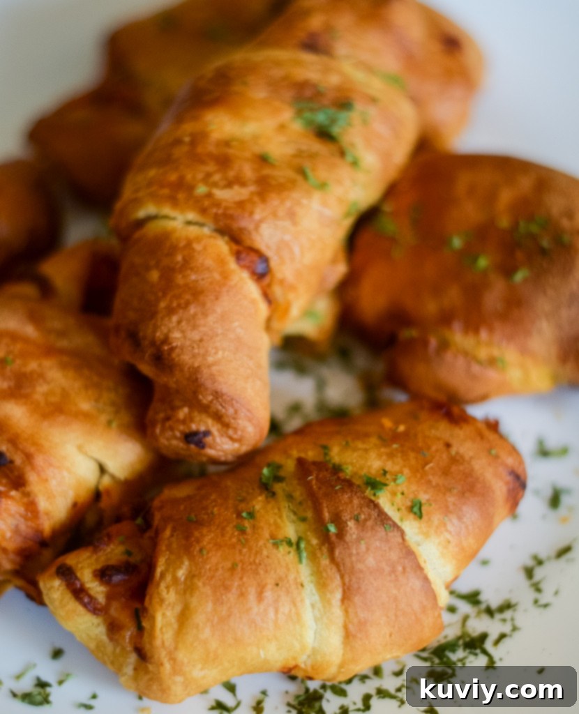 Crispy Air Fryer Pizza Crescent Rolls with pepperoni and cheese
