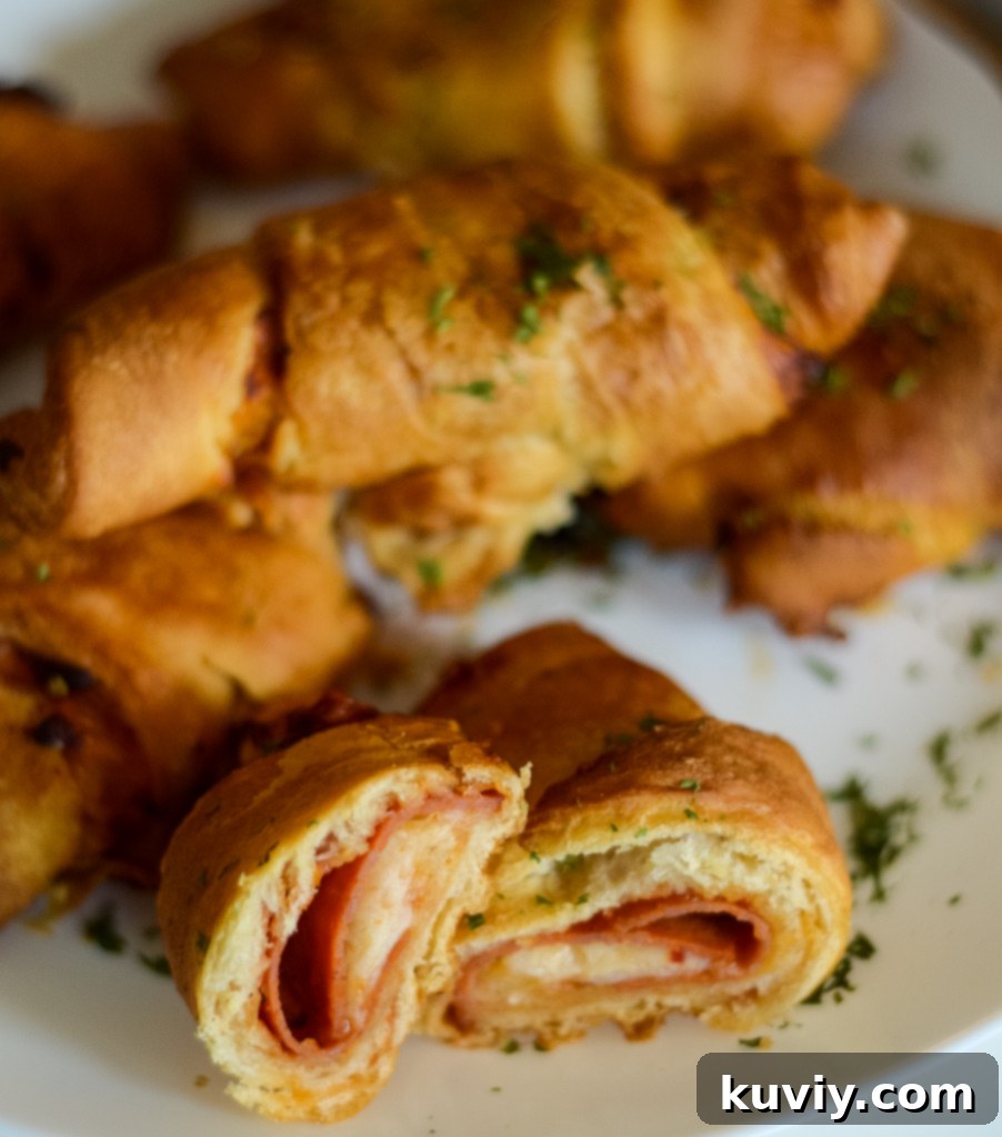 Variety of Air Fryer Pizza Crescent Rolls with different toppings