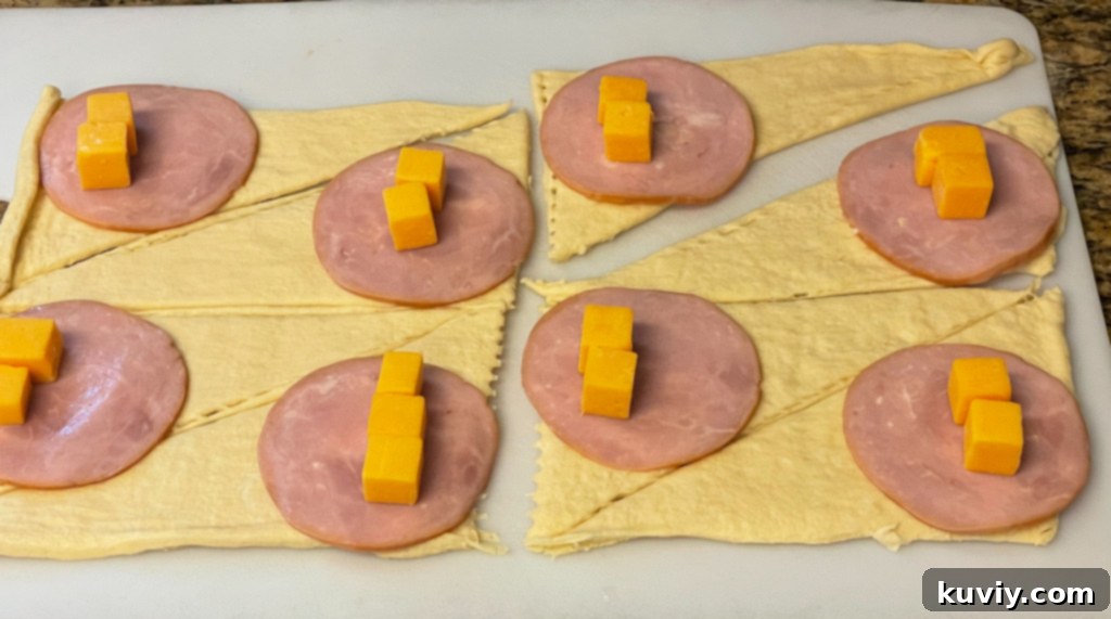 air fryer ham and cheese crescent rolls