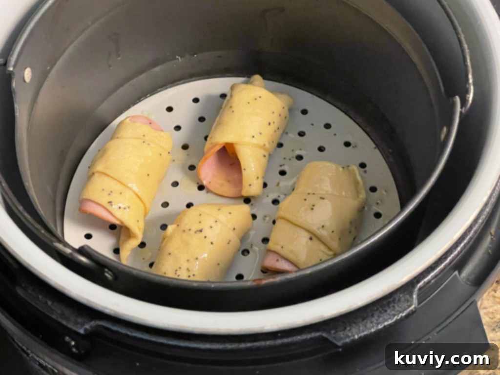 air fryer ham and cheese crescent rolls
