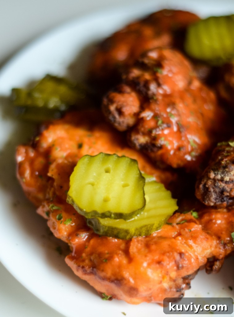 Spicy & Crispy Air Fryer Nashville Hot Chicken 2 Air Fryer Nashville Hot Chicken with pickles and chips