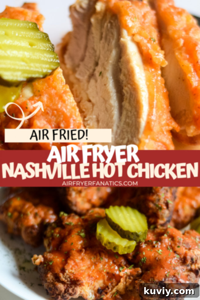 Spicy & Crispy Air Fryer Nashville Hot Chicken 9 Air Fryer Nashville Hot Chicken served on a plate