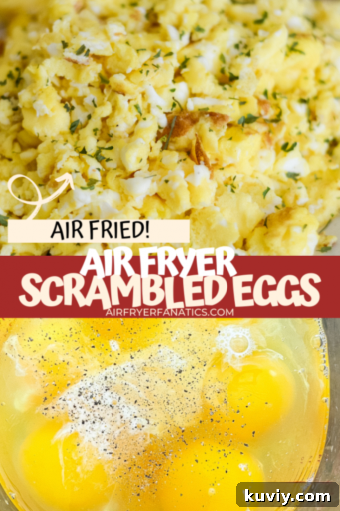 air fryer scrambled eggs ready to serve
