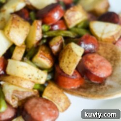 Air Fryer Kielbasa with potatoes and green beans
