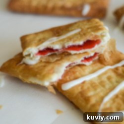 Air Fryer Toaster Strudel Hack 7 Air Fryer Toaster Strudel with icing drizzle, a quick and tasty breakfast.