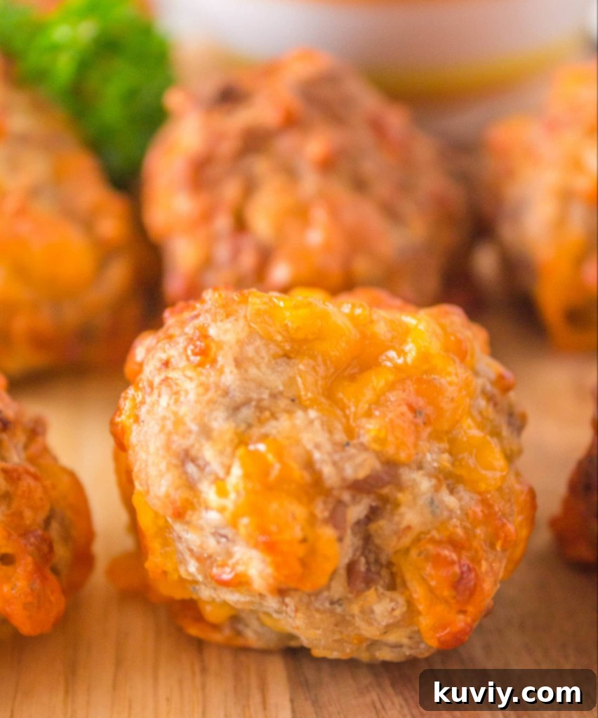 Plate of Air Fryer Sausage Balls with dipping sauces