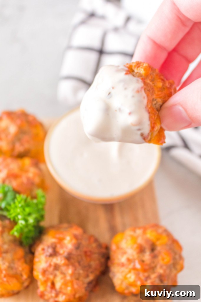 A serving of Air Fryer Sausage Balls on a plate