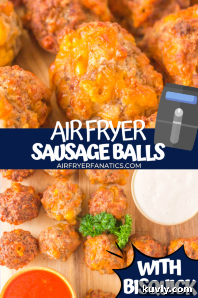 Freshly cooked Air Fryer Sausage Balls with a focus on their crispy texture