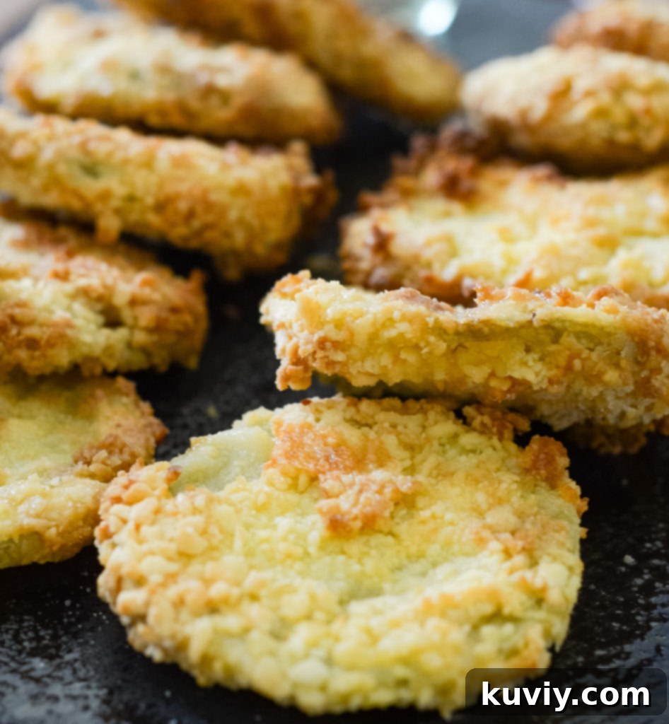 Air Fryer Fried Green Tomatoes piled high and ready to serve
