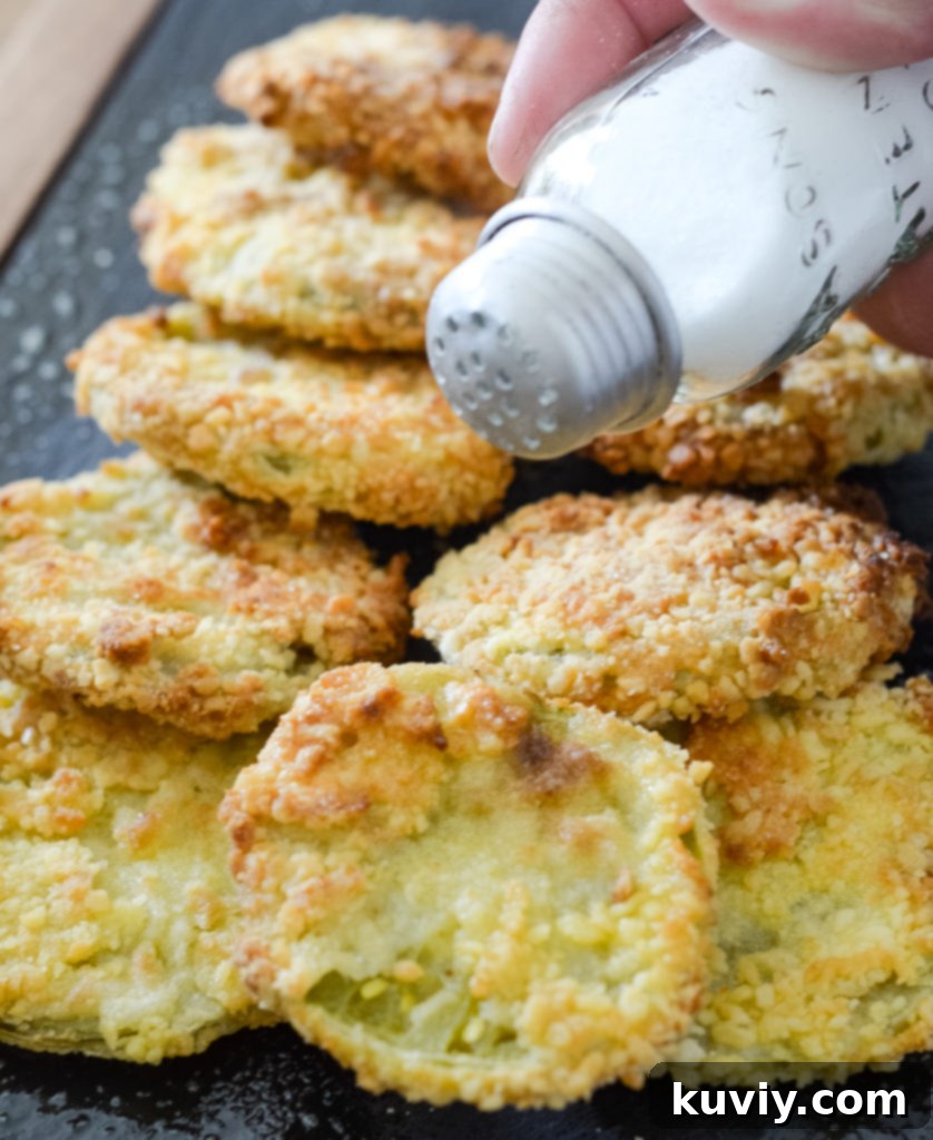 Close-up of golden crispy Air Fryer Fried Green Tomatoes