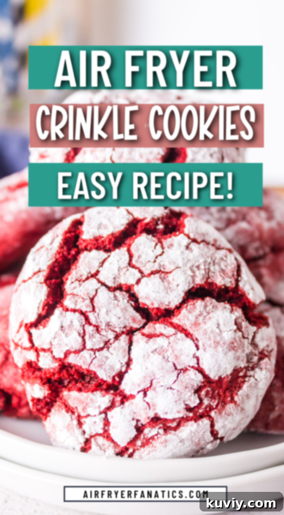Air Fryer Red Velvet Crinkle Cookies displayed beautifully, a full batch ready to serve and enjoy