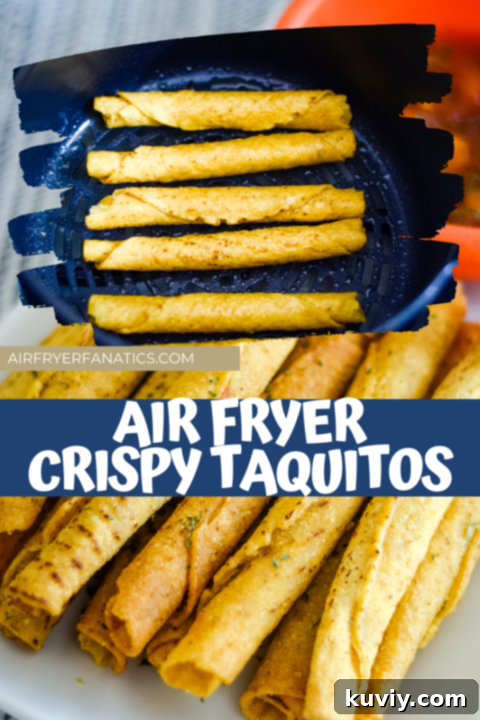 Air fryer frozen taquitos served on a platter with dipping sauces