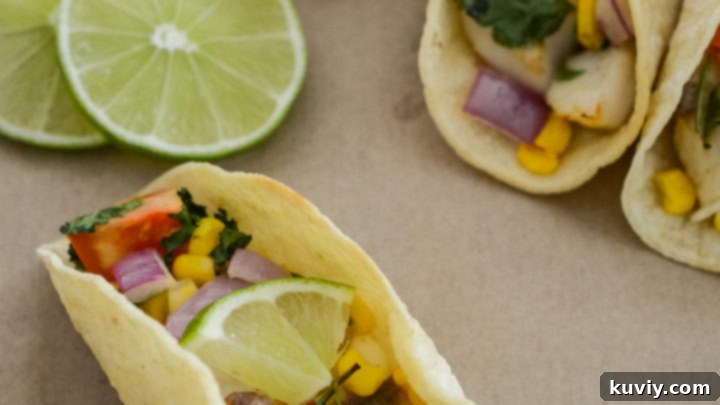 Crispy Air Fryer Fish Tacos with fresh toppings