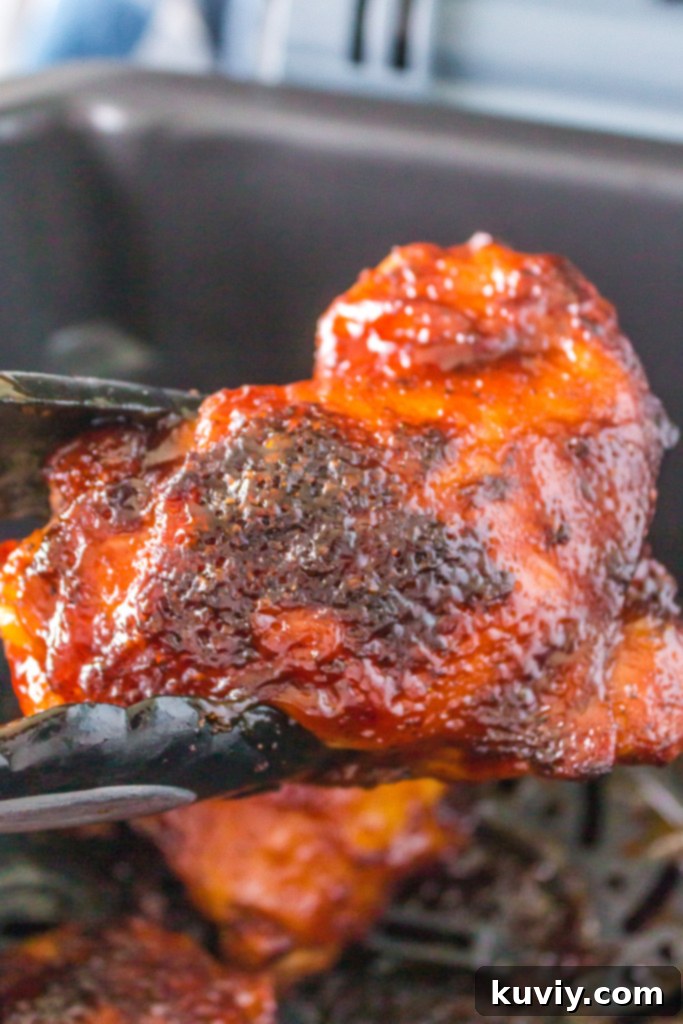 Golden brown Air Fryer BBQ Chicken Thighs