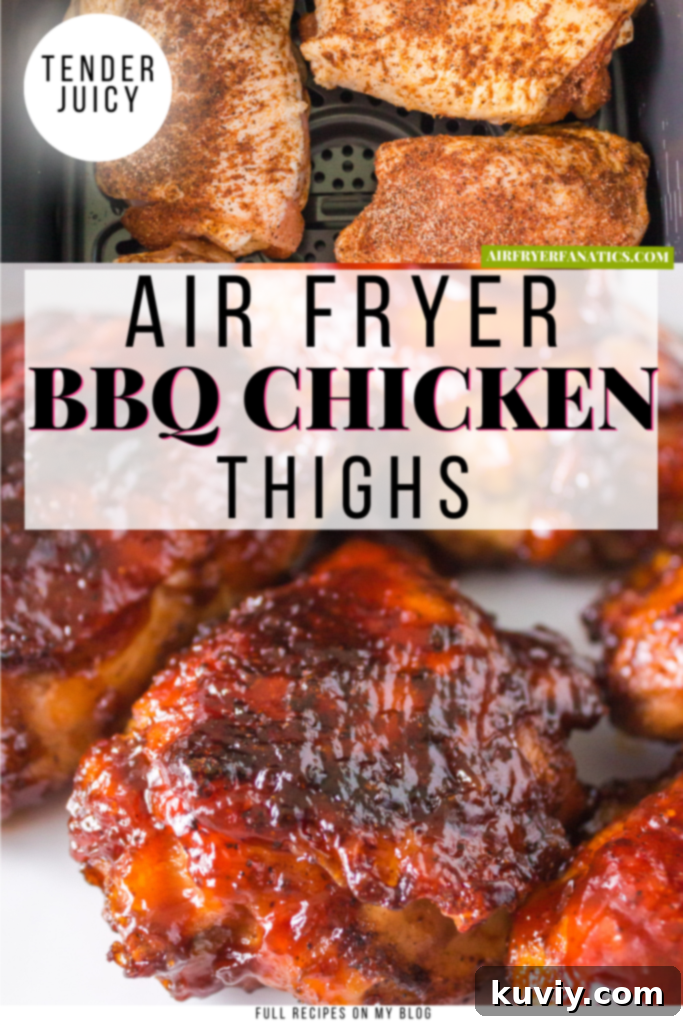 Stacked Air Fryer BBQ Chicken Thighs on a plate