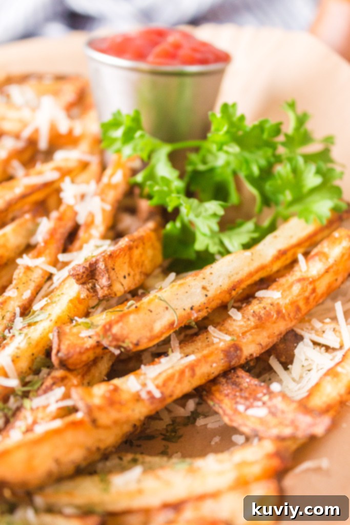 finished air fryer truffle fries