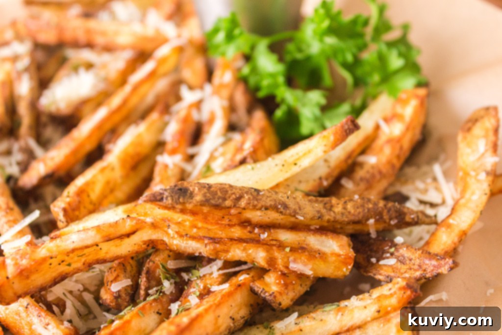 air fryer truffle fries served with dipping sauce
