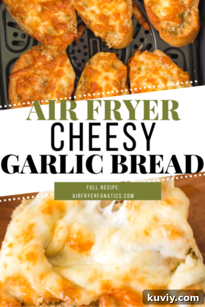 air fryer cheesy garlic bread ready to serve