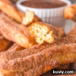 Crispy golden Air Fryer Churros coated in cinnamon sugar, ready to be dipped.