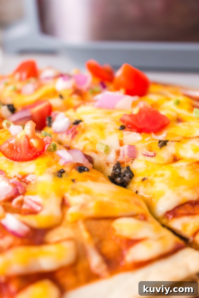 Crispy Air Fryer Mexican Pizza 6 Assembled Air Fryer Mexican Pizza before cooking