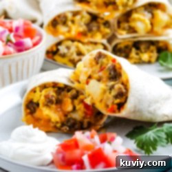 Air Fryer Breakfast Burritos ready to eat