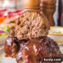Air Fryer Mini Meatloaf with BBQ sauce, ready to serve.